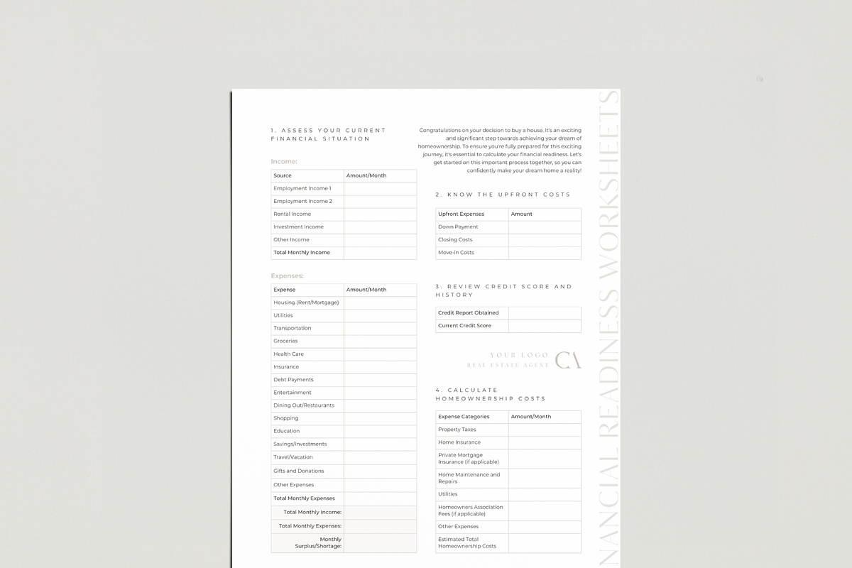 Real Estate Financial Readiness Form, a Marketing Template by EstateElements (Photo 5 of 7)