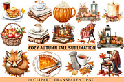 Cozy Autumn Clipart Cozy Fall Clipar, an Illustration by cherrydesign (Thumbnail 1 of 3)