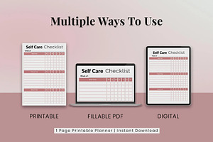 Printable Self Care Checklist PDF, a Stationery Template by Snapybiz