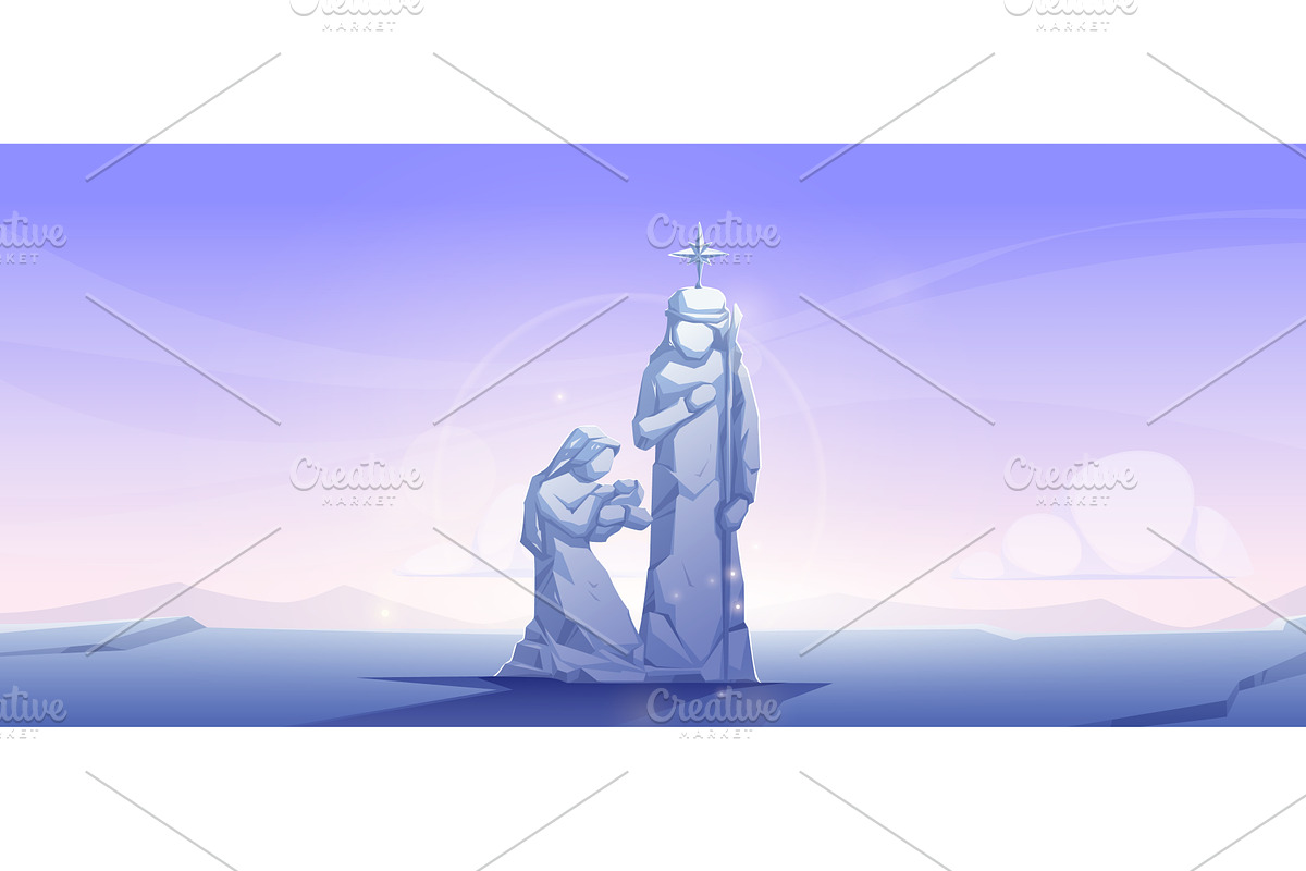 Stone sculpture nativity scene, an Illustration by art PVP - market