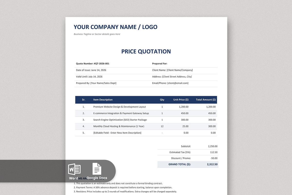 Professional Invoice & Quotation, a Stationery Template by Anjum Ilyas (Photo 1 of 4)