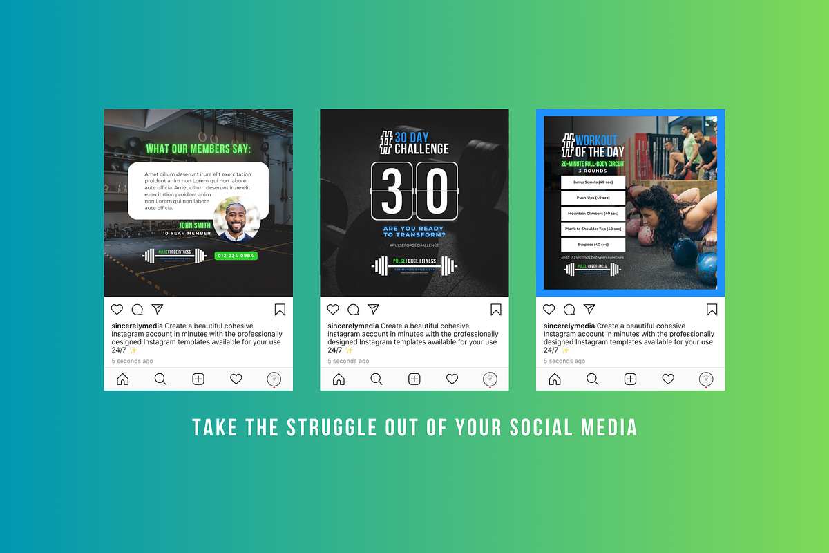 Gym/Fitness Social Media Templates, a Social Media Template by Sincerely Media (Photo 3 of 7)