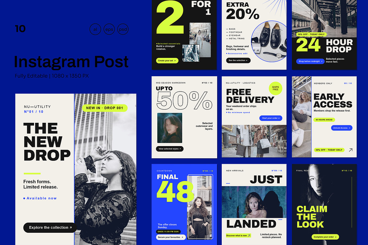 Urban Drop – Instagram Post Pack, a Social Media Template by Pitchlook.Studio (Photo 1 of 3)