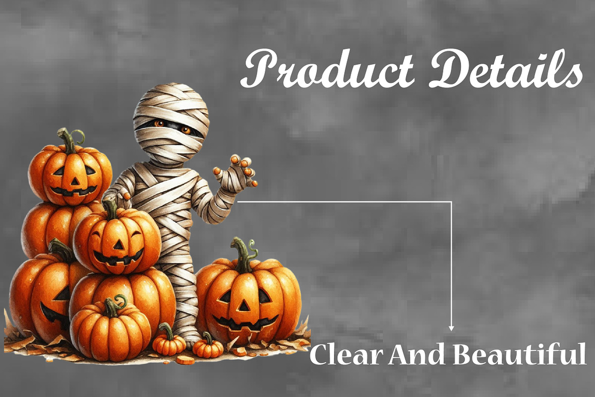 Halloween Mummy with Pumpkin, a Seasonal Illustration by Craft Nest (Photo 3 of 5)