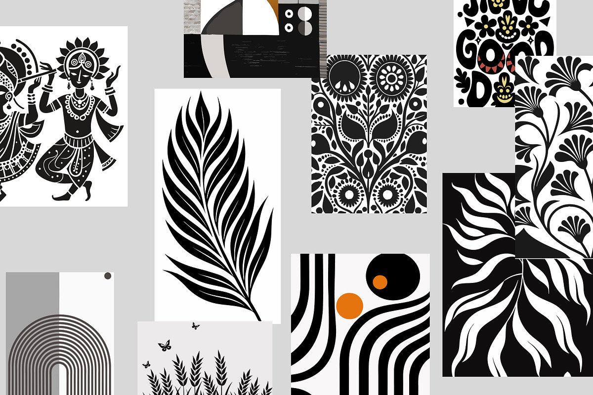 Black Abstract Botanical Wall Art, a Wallpaper Graphic by Helospace (Photo 5 of 10)
