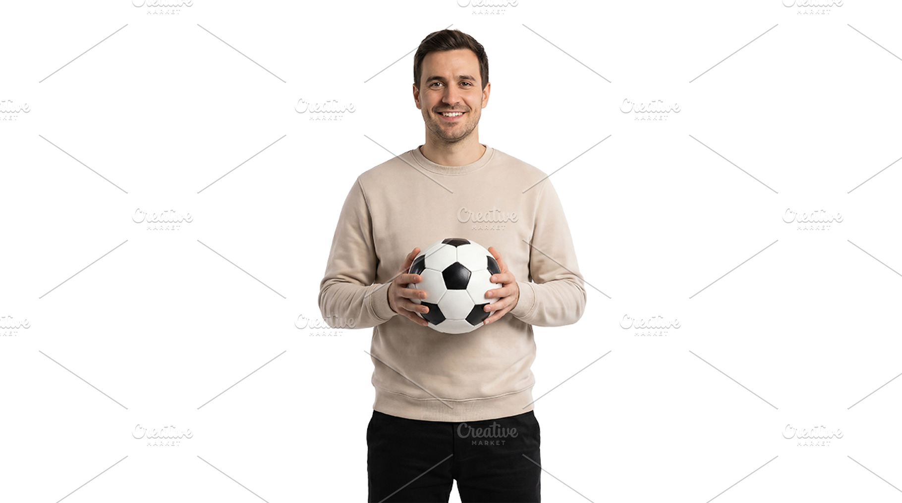 smiling young man with a soccer ball, a Person Photo by itakdalee