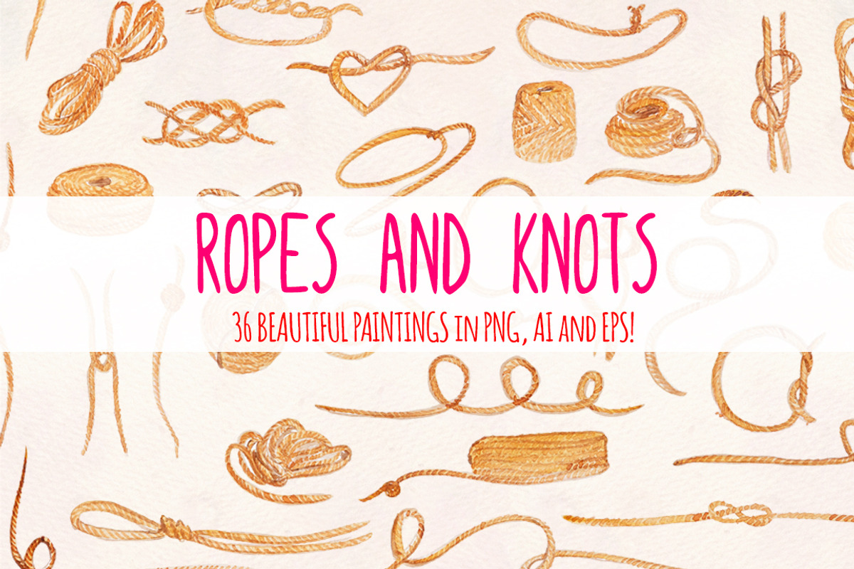 Ropes and Knots Watercolor Bundle, a Decorative Illustration by Violet LeBeaux (Photo 1 of 3)