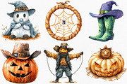 Watercolor Cowboy Halloween Clipart, an Illustration by Canvas Craft (Thumbnail 2 of 7)