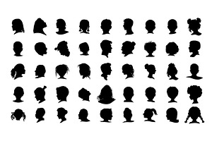 Set of silhouettes of people's heads, a Person Illustration by Nenahliadava Design