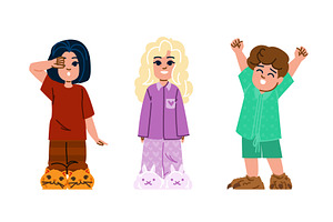 Children wearing pajamas and cozy, an Object Illustration by pikepicture