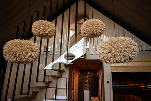 Stylish rustic interior with wooden accents and modern decor elements, a Photo by AS photostudio