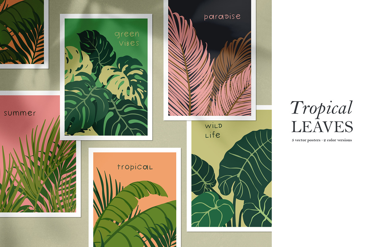 Tropical leaf plants, posters set, a Decorative Illustration by Good Studio (Photo 1 of 15)