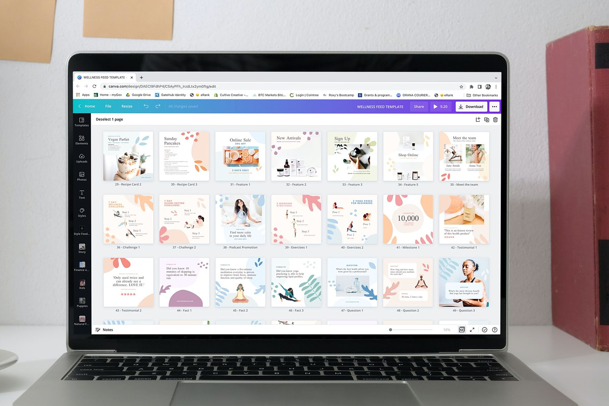 Wellness Instagram Feed Canva, a Social Media Template by Cultive Creative (Photo 2 of 13)