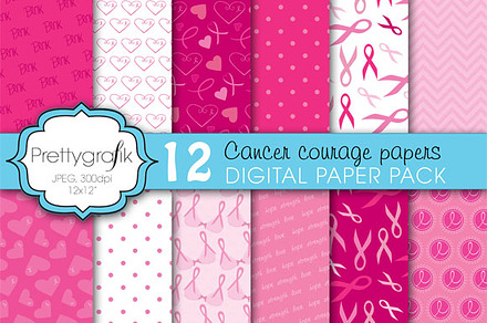 cancer ribbon digital paper preview 2