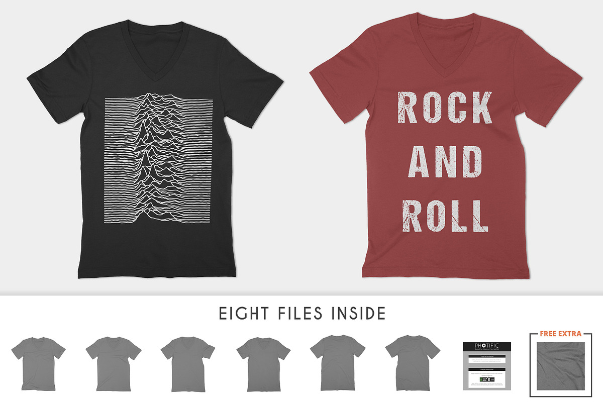 V-Neck T-Shirt Apparel Mockups, a Shirt Mockup by Photific (Photo 3 of 5)