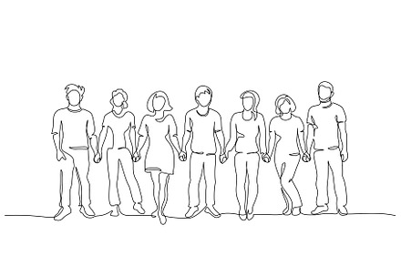 Group of people holding hands, a Person Illustration by Valenty