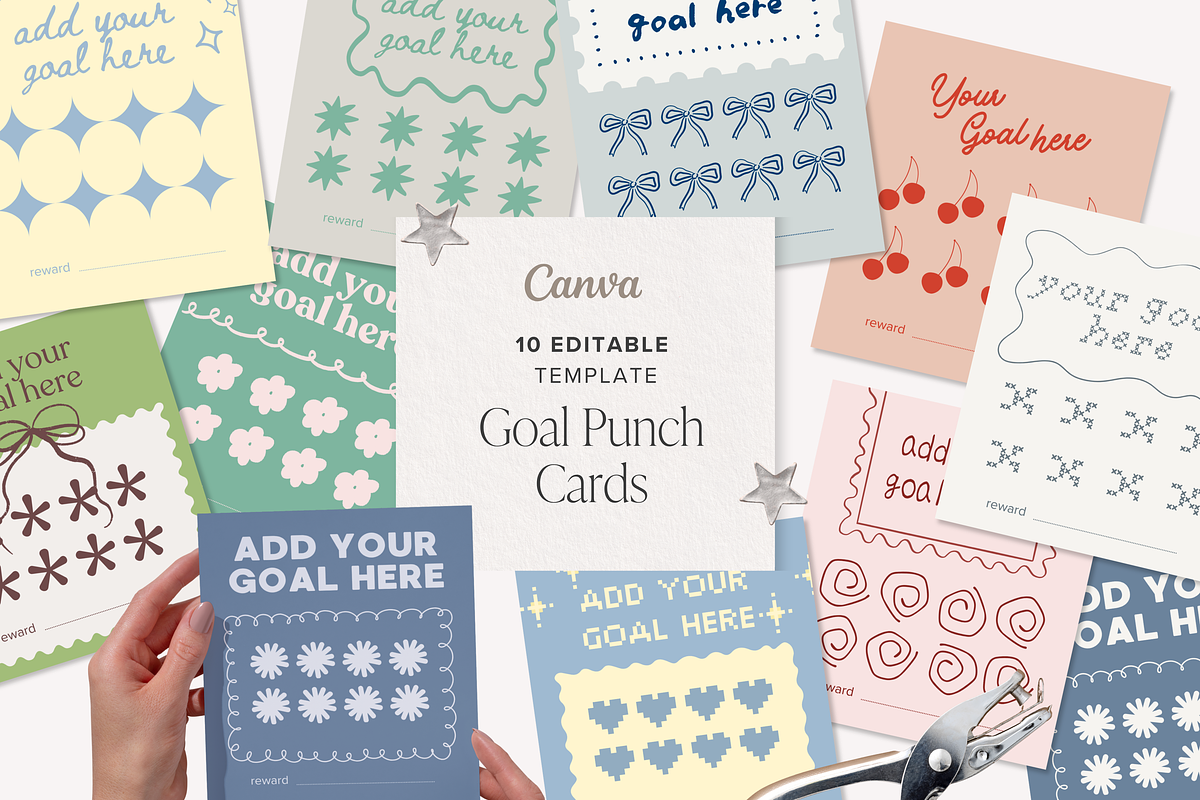 Goal Habit Tracking Punch Cards, a Card Template by Tabitha Emma (Photo 1 of 6)