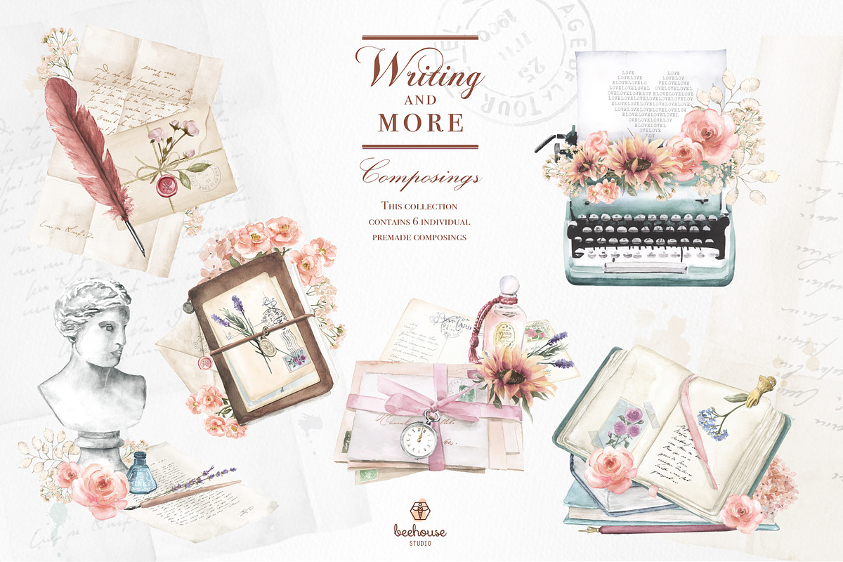 Watercolor Writing elements & more, a Work Illustration by beehouse studio (Photo 7 of 8)