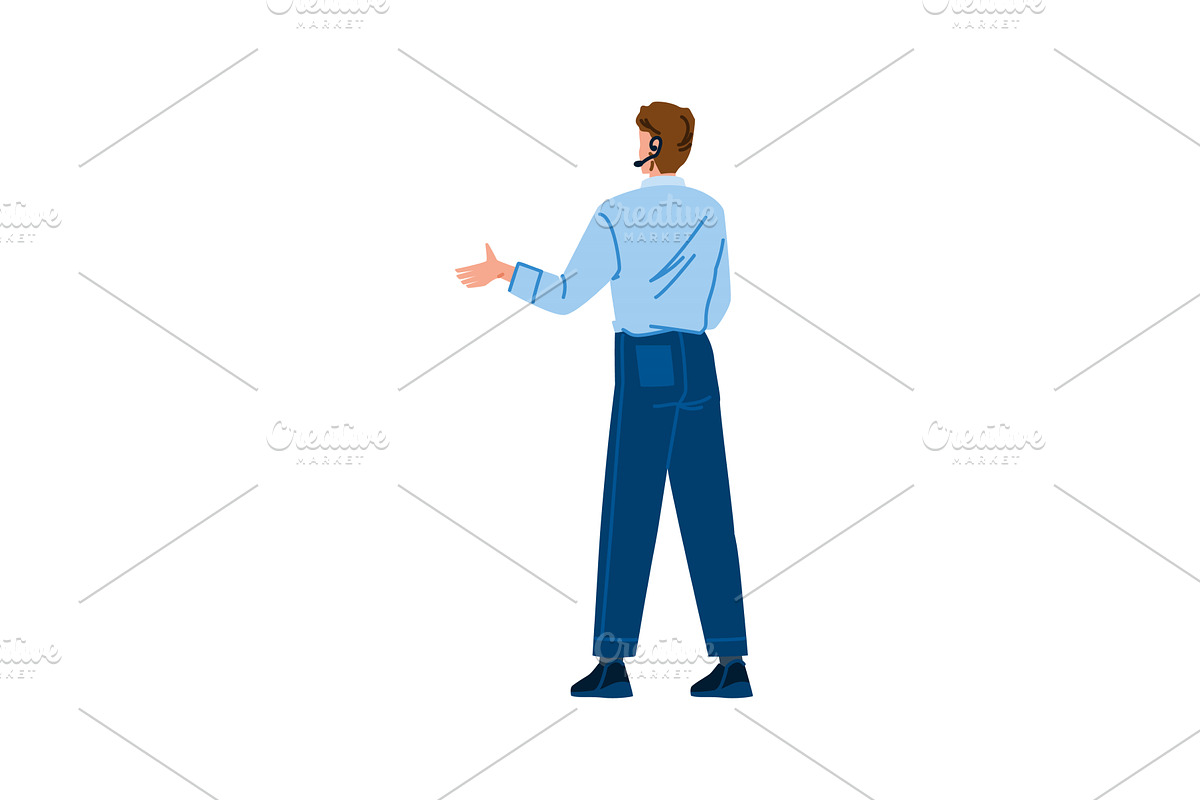 Call center operator wearing headset, a Person Illustration by pikepicture