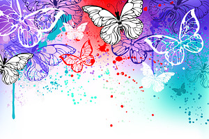 Butterflies On Watercolor