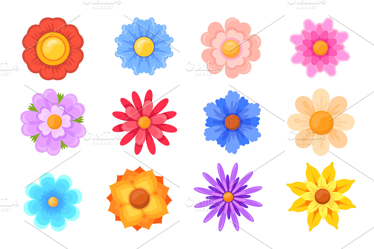 Abstract flowers top view. Spring, an Object Illustration by Stock-Smart-Start