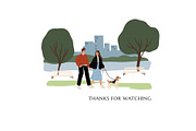 Pet and People in park Illustration, an Animal Illustration by LyubovZaytseva (Thumbnail 6 of 6)