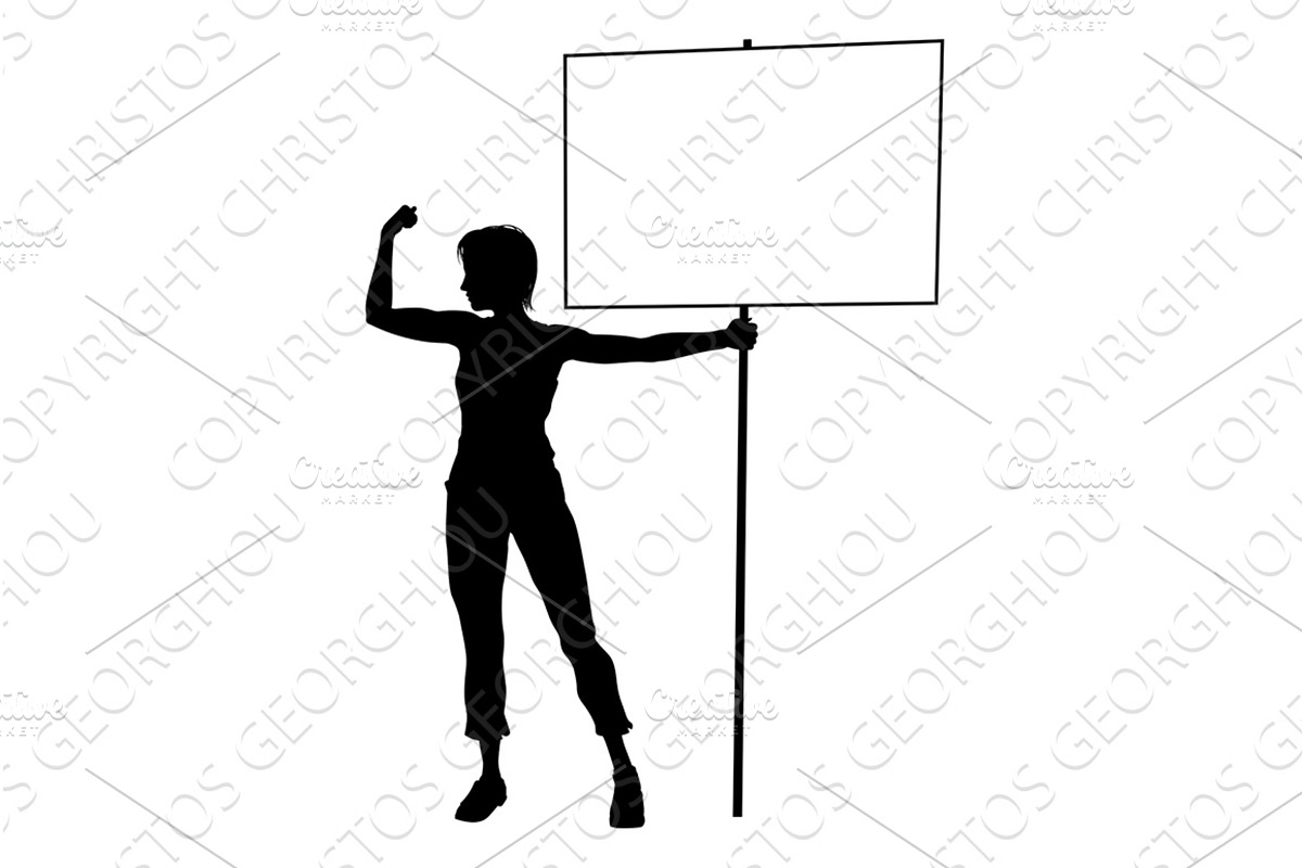 Protest Rally March Picket Sign, a Person Illustration by Christos Georghiou