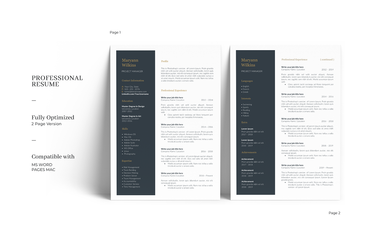 Standout Resume Template, a Resume Template by GraphicFlava (Photo 2 of 7)