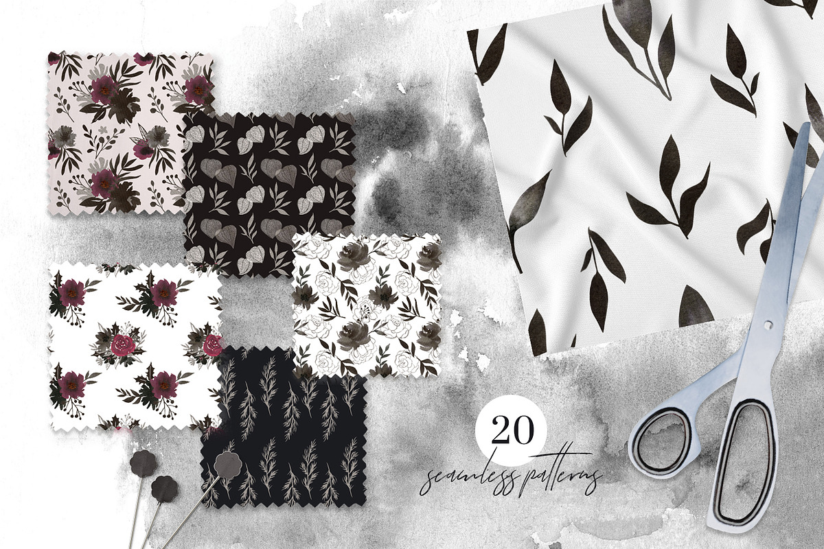 Floral Ink Hand Painted Collection, an Illustration by Kate Galunga Artstore (Photo 6 of 11)