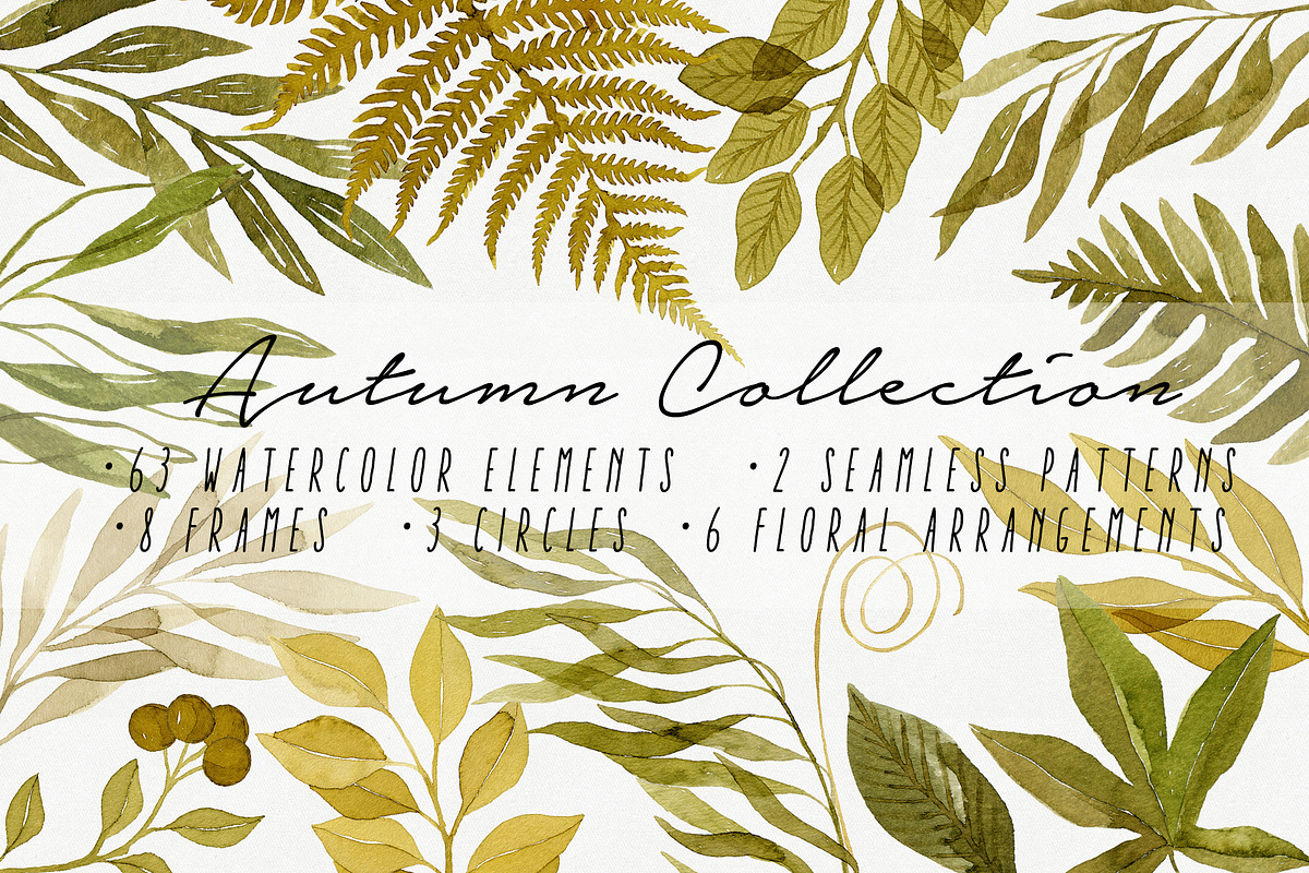 Watercolor Autumn Leaves Bundle, an Illustration by Helga Wigandt (Photo 1 of 18)
