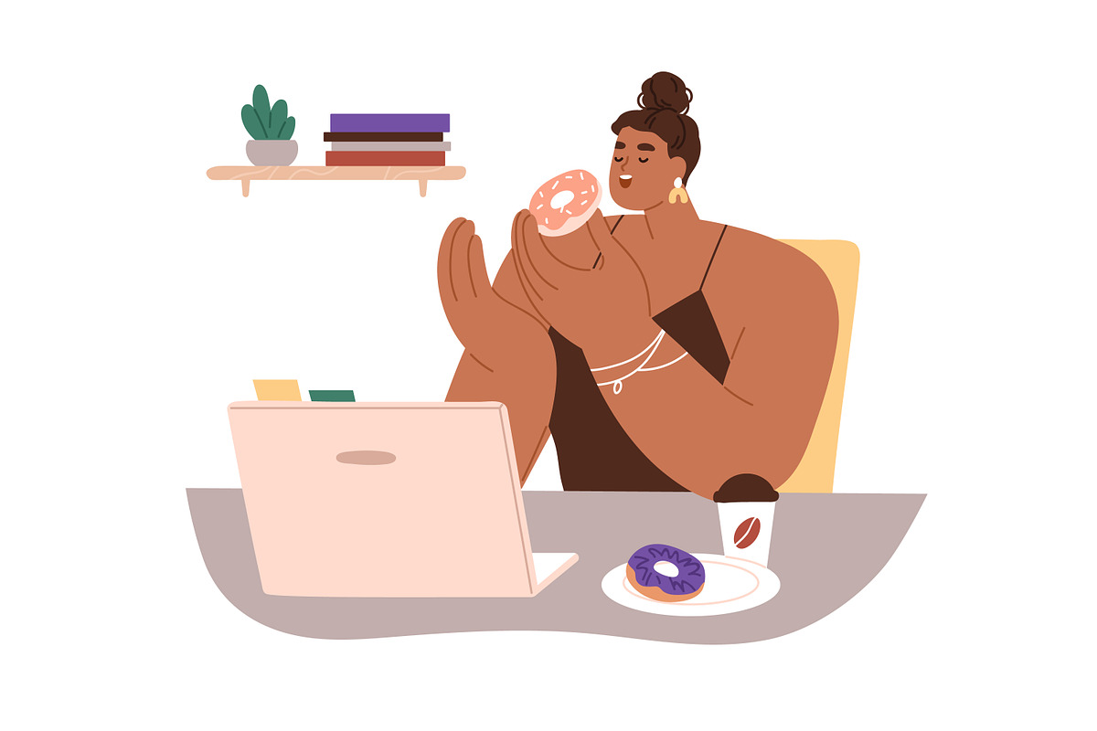 People eat food at table at work set, a Food Illustration by Good Studio (Photo 2 of 7)