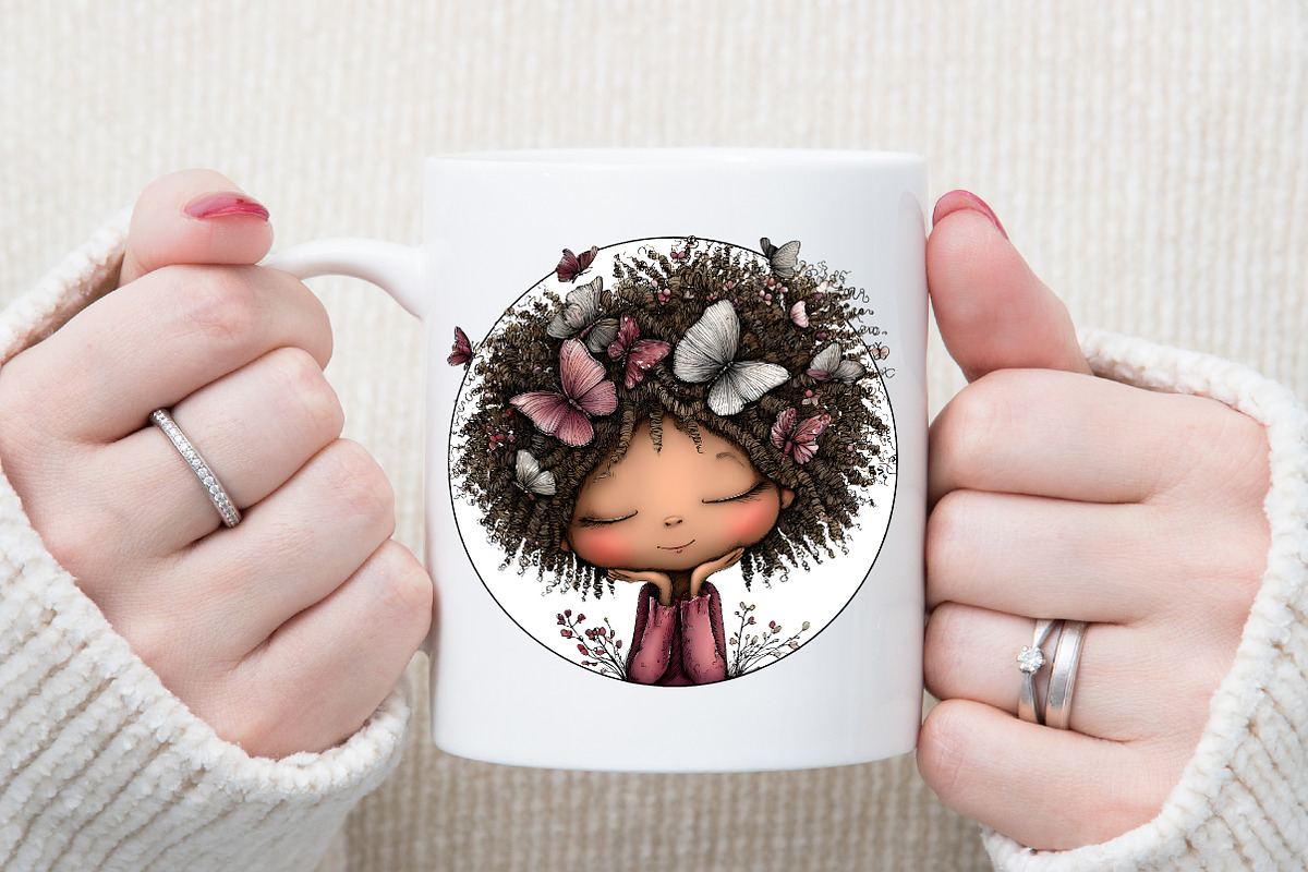 Whimsical Girl with Butterfly Clipar, an Illustration by Sublimation Artist (Photo 5 of 6)
