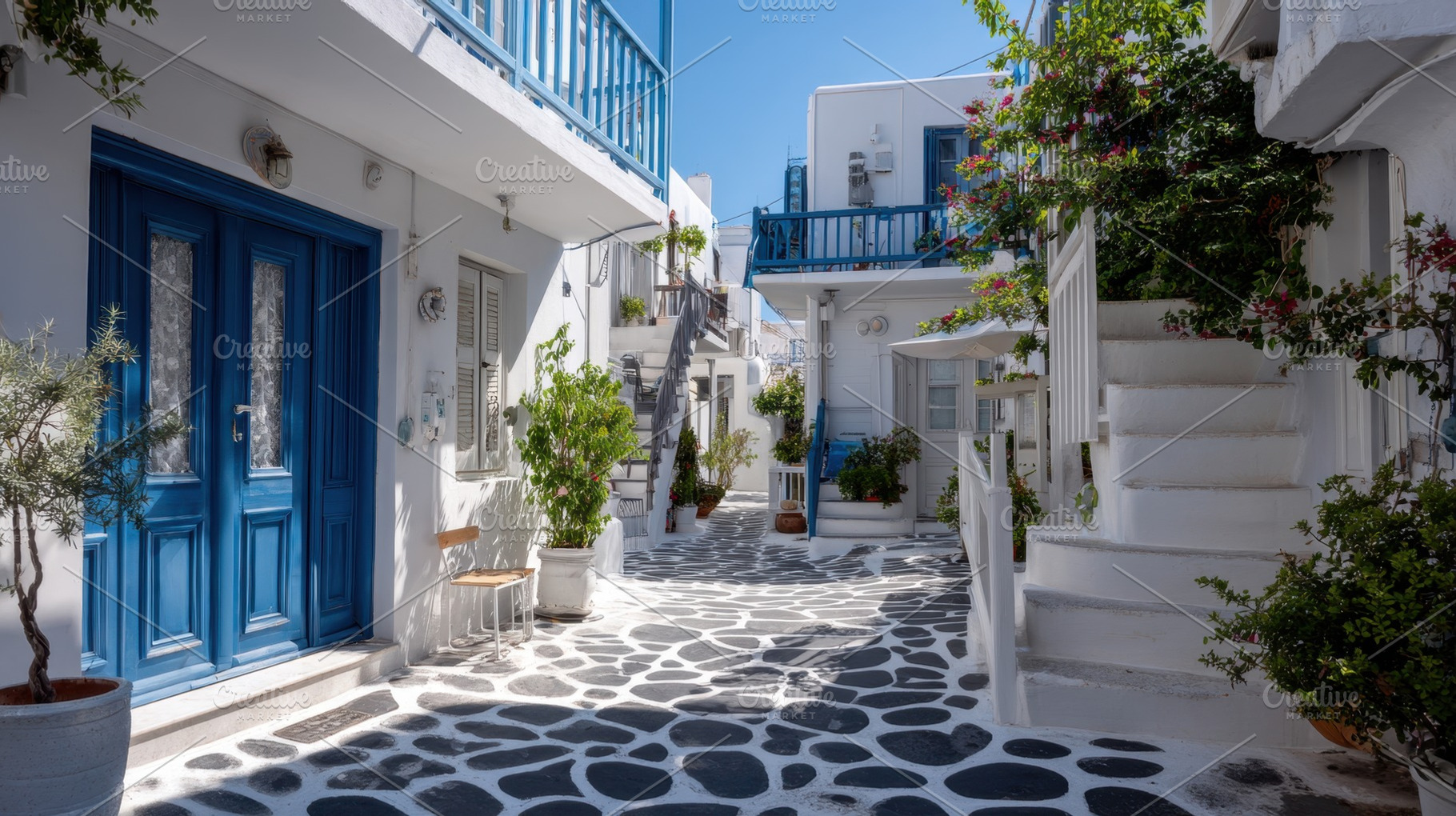 Charming white buildings street, a Photo by Beautiful things