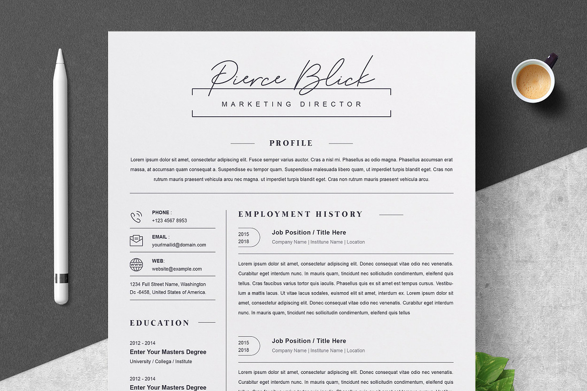 Resume/CV Bundle | 200+ for $29, a Resume Template by ResumeInventor (Photo 3 of 207)