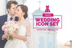 Premium Wedding Icon Set – 3 styles