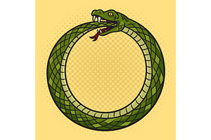 Snake Bites Itself Pop Art Vector