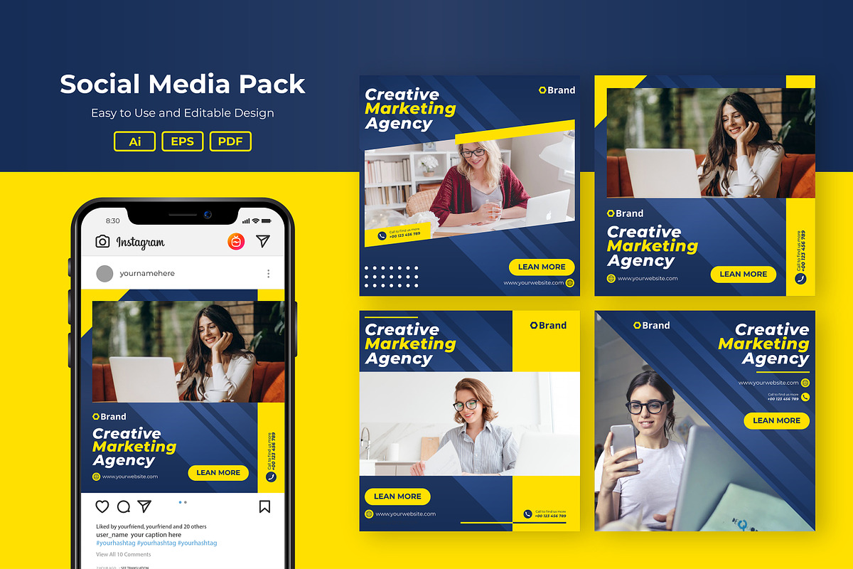 Business Social Media Post Templates, a Social Media Template by DreamStudio-eg