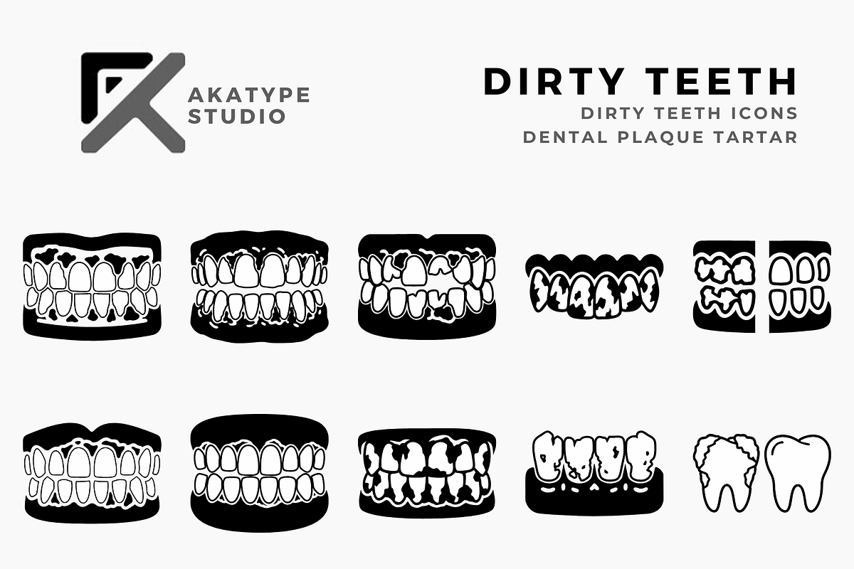 Dirty Teeth Black Icons, a Solid Icon by Akatype Studio (Photo 1 of 3)