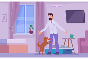 Travel with pets. Animal owner going, an Animal Illustration by Onyx