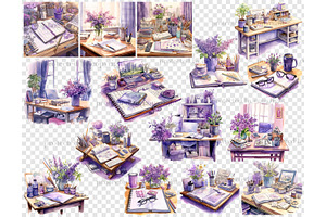 Planner Girl Clipart Bundle Lilac