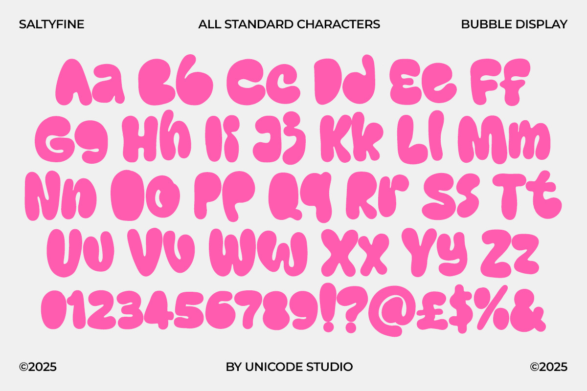 Saltyfine – Fun Bubble Display Font, a Sans Serif Font by Unicode Studio (Photo 9 of 10)