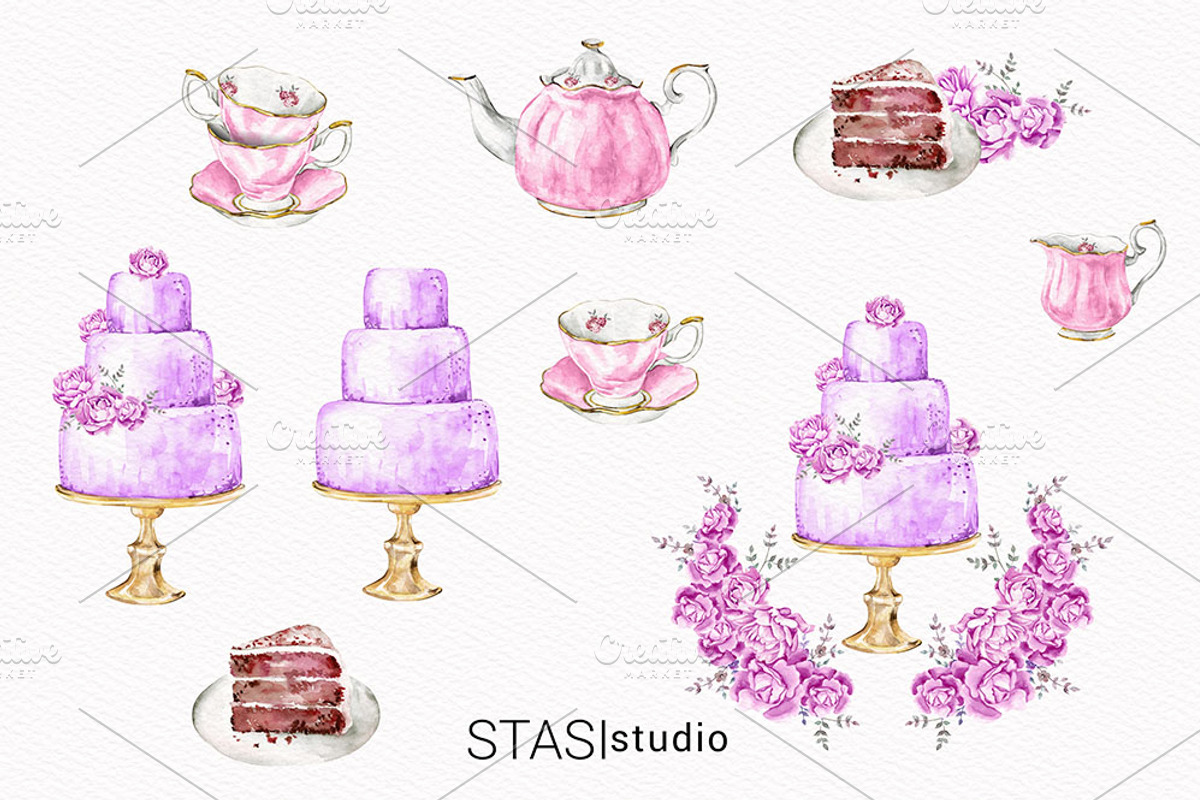 Vintage Tea Party Clipart, a Decorative Illustration by STASIstudio (Photo 2 of 4)