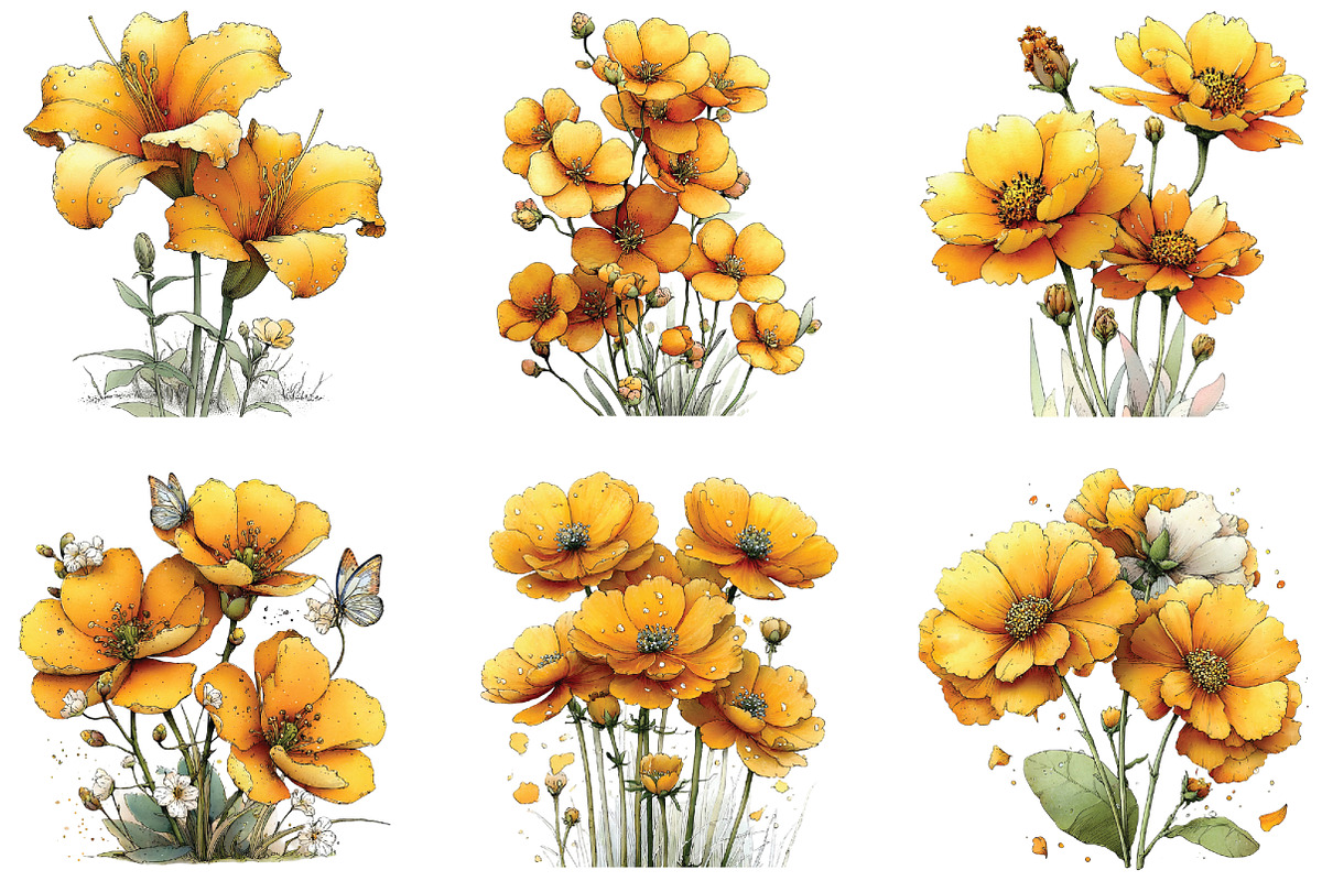 Yellow Flowers Spring Clipart, an Illustration by CraftArtStudio (Photo 2 of 6)