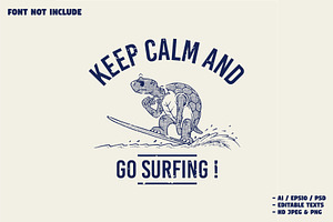 retro cool surfing turtle, a Branding & Logo Template by Judsart