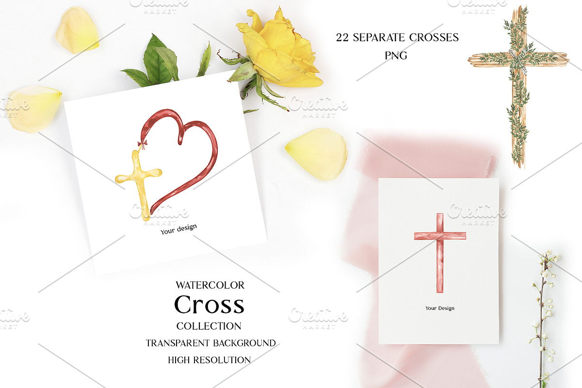 Watercolor Cross Collection, a Decorative Illustration by MayaNavits (Photo 5 of 7)