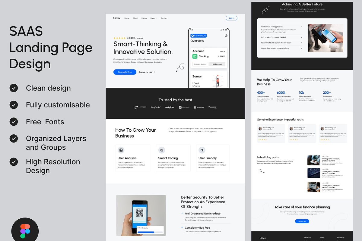 SAAS Banking Landing Page Design, a Landing Page Template by UiDex (Photo 1 of 4)