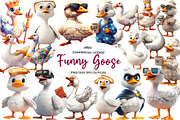 Blocky-Style Funny Goose PNG Bundle, an Illustration by CreationArt (Thumbnail 1 of 9)