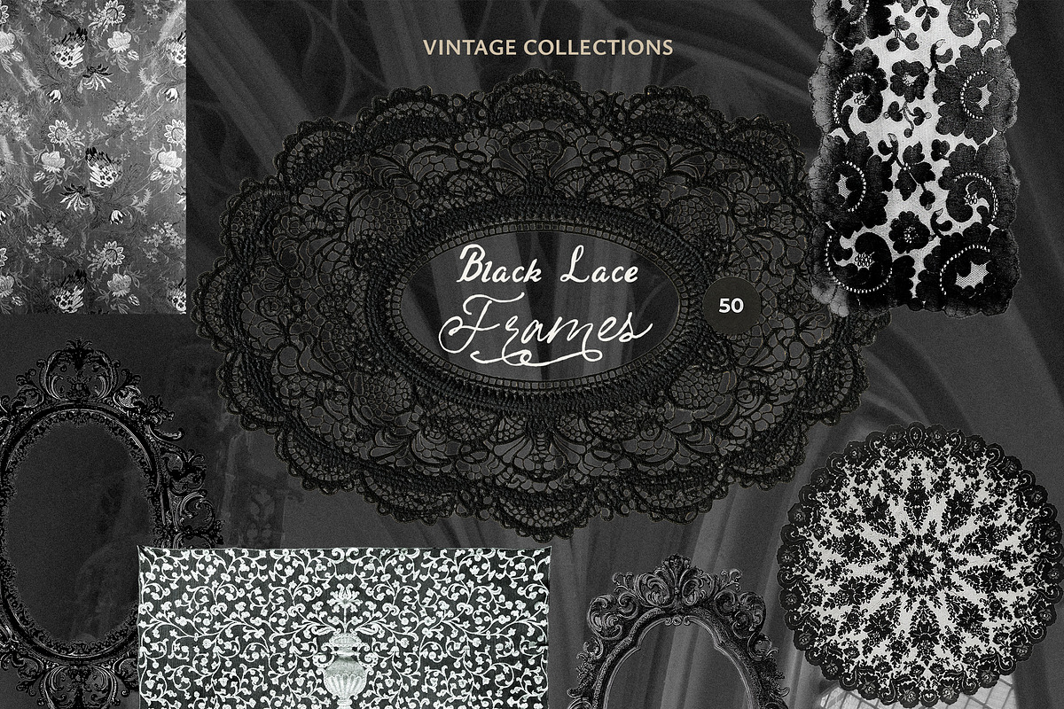 Vintage Black Lace Frames & Doilies, an Object Graphic by Lana Elanor (Photo 13 of 20)