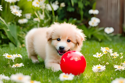 Cute dog playing with a ball image, an Animal Photo by ComfortQ