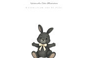 Easter Black Bunny Clipart Set, a Seasonal Illustration by Pati Paints (Thumbnail 3 of 9)